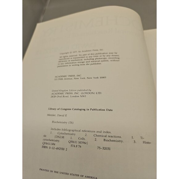 Biochemistry : The Chemical Reactions of Living Cells Hardcover - Picture 6 of 6